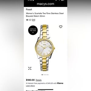 Fossil Women's Gold and Silver Watch with Crystal Bezel